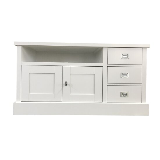 123schrank TV-Sideboard Island 06 - 125x50x65H cm - 3 Schubladen - 2 Flügeltüren - mit TV-Kabelloch