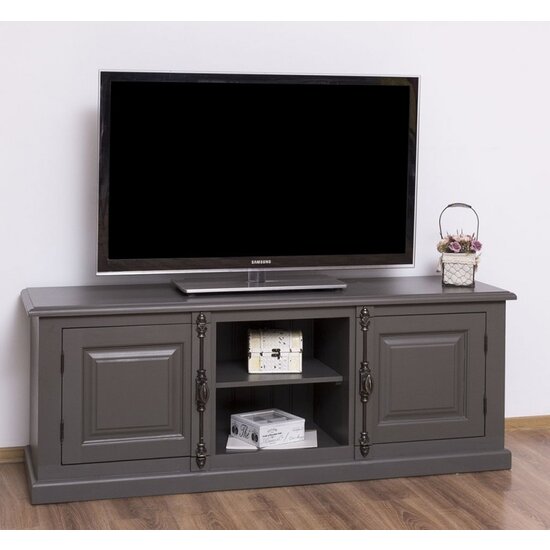 123schrank Puglia TV Sideboard - 160x46x60H cm - mit Spanjolette Verschluss - 2 geschlossene Türen - offenes Fach in der Mitte - mit Loch für Kabel