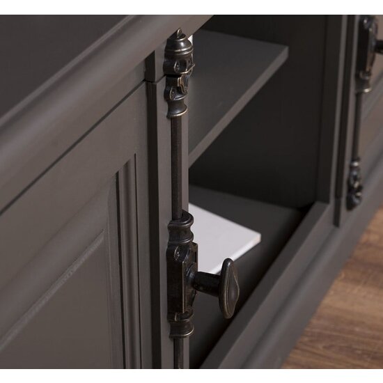 123schrank Puglia TV Sideboard - 160x46x60H cm - mit Spanjolette Verschluss - 2 geschlossene Türen - offenes Fach in der Mitte - mit Loch für Kabel