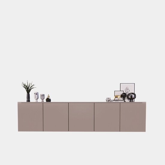 123schrank TV-Sideboard Jersey - 300x40x70H cm - schlankes Design - 5 grifflose Push-to-Open-Türen
