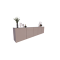 123schrank TV-Sideboard Jersey - 300x40x70H cm - schlankes Design - 5 grifflose Push-to-Open-Türen