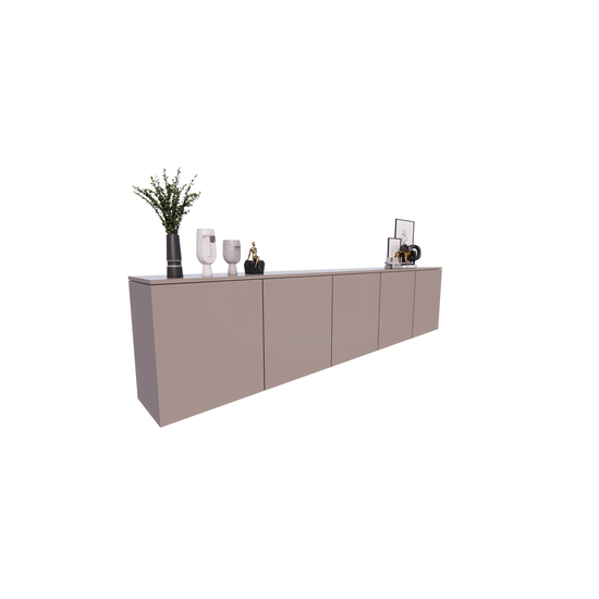 123schrank TV-Sideboard Jersey - 300x40x70H cm - schlankes Design - 5 grifflose Push-to-Open-Türen