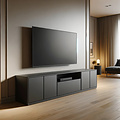 123schrank Luanco TV Sideboard - 200x40x50H cm - 4 grifflose Türen - offene Einlegeböden - 1 grifflose Schublade - schlichtes Design