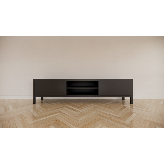 123schrank TV-Sideboard Tomar - 220x40x40H cm - auf Füßen - 2 push-to-open Türen - 2 offene Fächer - schlichtes Design