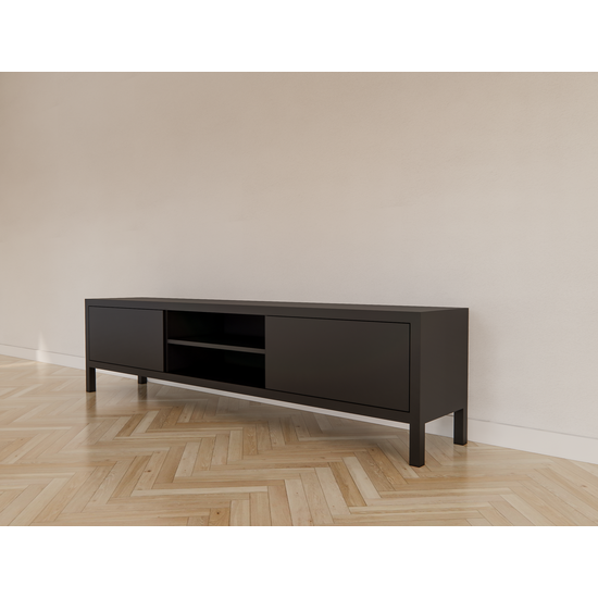 123schrank TV-Sideboard Tomar - 220x40x40H cm - auf Füßen - 2 push-to-open Türen - 2 offene Fächer - schlichtes Design