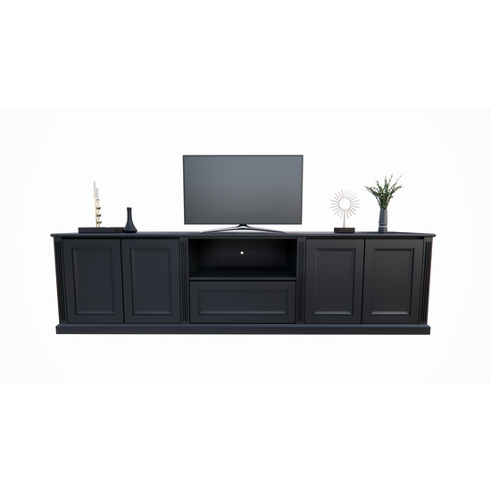 123schrank TV-Sideboard Amalfi - 220x40x60H cm - 4 grifflose Push-to-open-Türen - 1 Push-to-open-Schublade - schlichtes Design