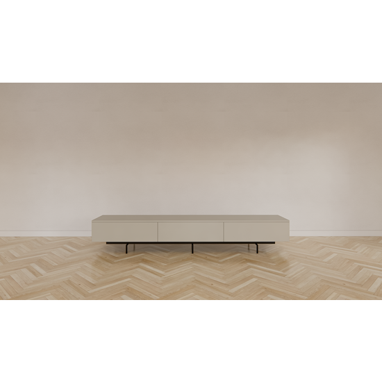 123schrank TV-Sideboard Perula - 250x45x40H cm - untere Ausführung aus schwarzem Stahl - Schubladen mit Push-to-Open-Funktion