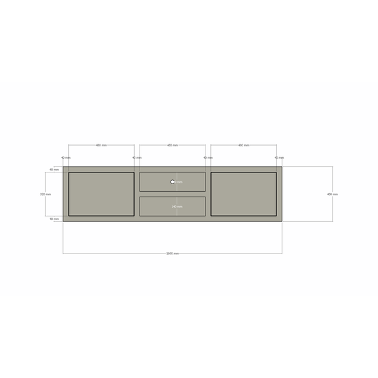 123schrank Dax TV-Sideboard - 160x40x40H cm - push-to-open Türen - 2 offene Fächer - 4cm Fachbodenstärke