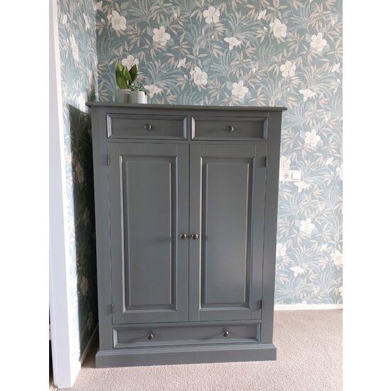 123schrank Alicante Mädchenkleiderschrank - 100x53x140H cm - 3 Soft-Close-Schubladen - 2 geschlossene Flügeltüren - 3 Einlegeböden