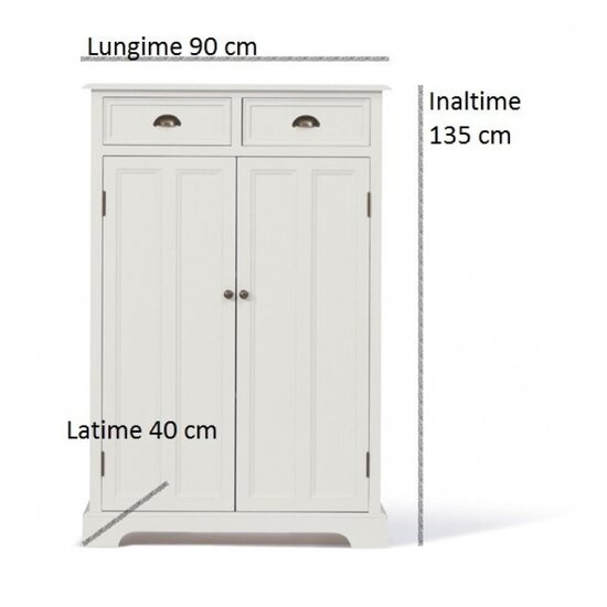 123schrank Mädchenschrank Amsterdam - 90x40x135H cm - 2 Schubladen - 2 Flügeltüren