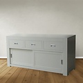 123schrank Sideboard Hawai 03 - 185x50x90H cm - schlankes Design - 3 Soft-Close-Schubladen - 2 Schiebetüren