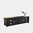 123schrank TV-Sideboard Hawai 04 - 200x45x55H cm - schlankes Design - 4 Soft-Close-Schubladen - 2 Schiebetüren - mit Kabeldurchlass