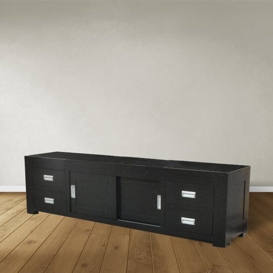 123schrank TV-Sideboard Hawai 04 - 200x45x55H cm - schlankes Design - 4 Soft-Close-Schubladen - 2 Schiebetüren - mit Kabeldurchlass