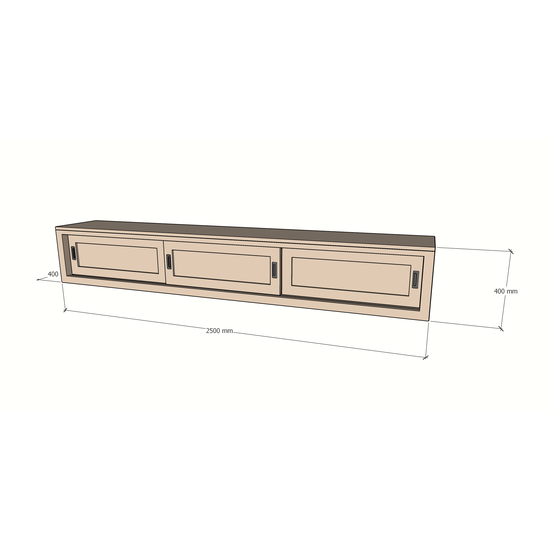 123schrank TV-Sideboard Medellin - 300x40x40 - 3 Schiebetüren - schlichtes Design