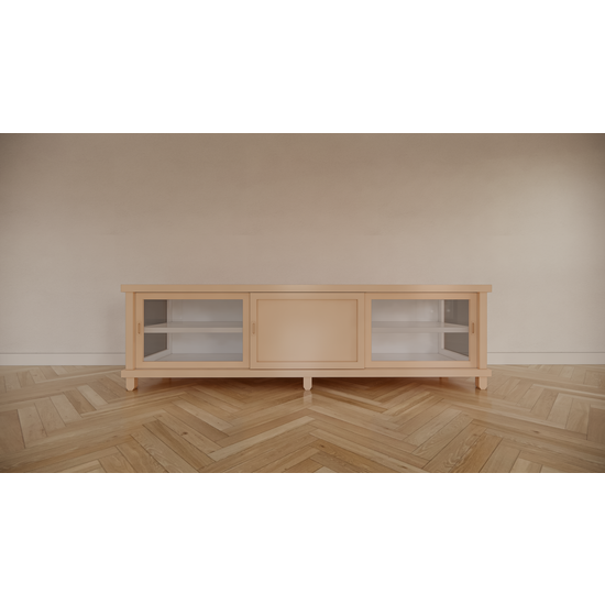 123schrank TV-Sideboard Manaus - 200x50x50H cm - 3 Schiebetüren - teilweise Glas - auf Füßen - schlankes Design