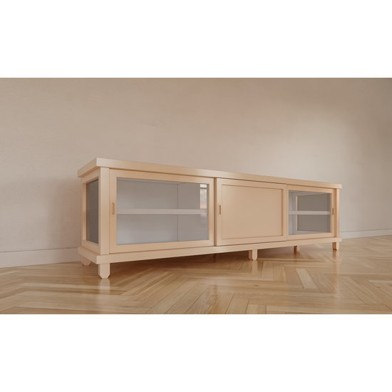123schrank TV-Sideboard Manaus - 200x50x50H cm - 3 Schiebetüren - teilweise Glas - auf Füßen - schlankes Design