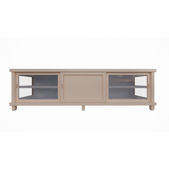 123schrank TV-Sideboard Manaus - 200x50x50H cm - 3 Schiebetüren - teilweise Glas - auf Füßen - schlankes Design