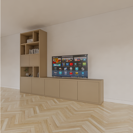 123schrank Frankston Fächerschrank - 300x45x235H cm - 7 Türen - 6 offene Fächer - 4cm Fachbodenstärke