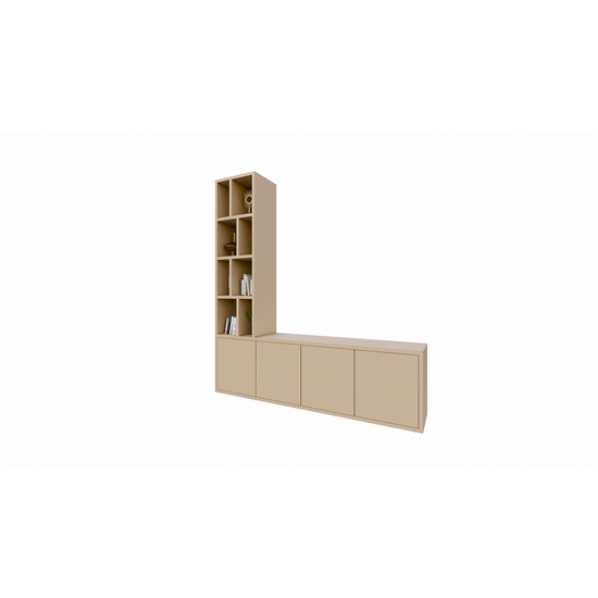 123schrank Regal Lamego - 200x40x220H cm - 3cm Bodendicke - offene Böden - Türen mit Druck zu öffnen