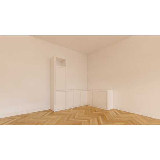 123schrank Eckschrank Durango - 200/150x40x200H cm - Fächerschrank - push-to-open Türen