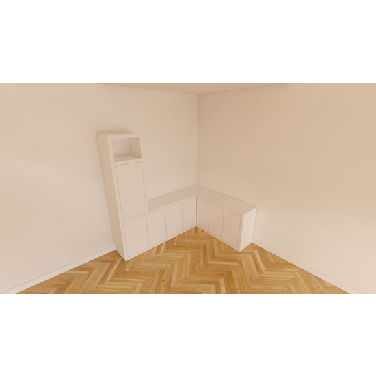 123schrank Eckschrank Durango - 200/150x40x200H cm - Fächerschrank - push-to-open Türen