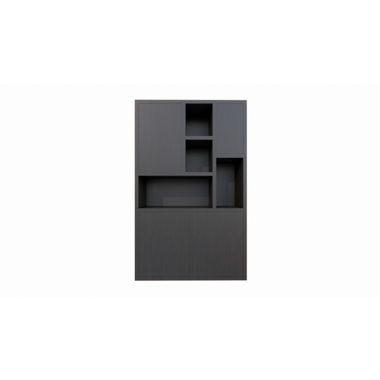 123schrank Fächerschrank faro 01 - 124x44x200H cm - geschlossene Türen im Oberschrank - push-to-open Türen - schlankes Design