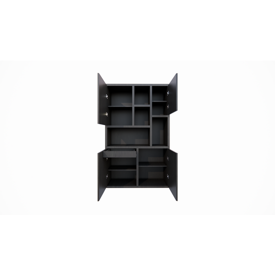 123schrank Fächerschrank faro 01 - 124x44x200H cm - geschlossene Türen im Oberschrank - push-to-open Türen - schlankes Design