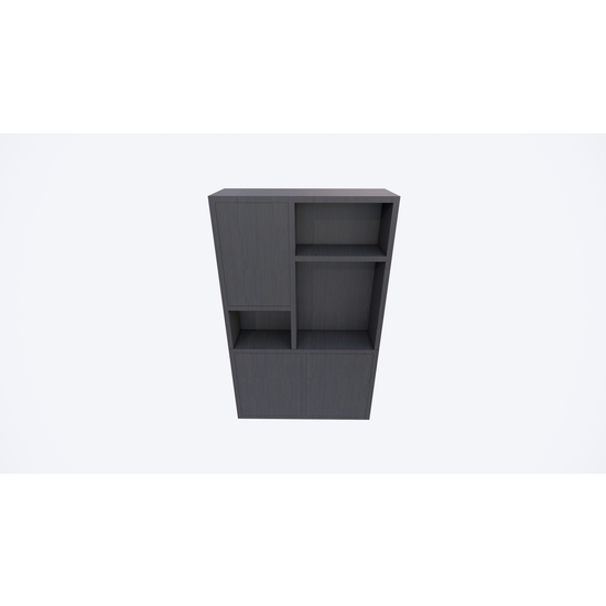 123schrank Faro 02 Fächerschrank - 124x44x200H cm - offene Einlegeböden - geschlossene Tür im Oberschrank - push to open Türen - Schublade hinter der Tür - schlankes Design