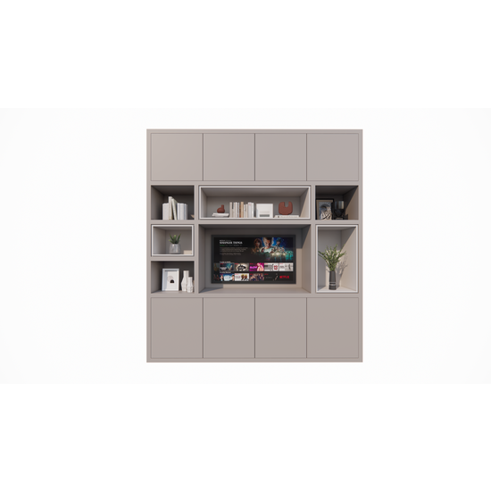 123schrank TV-Schrank Chard - 250x45x270H cm - Fach in Fach - Türen zum Öffnen mit Druckknopf - schlichte Ausführung