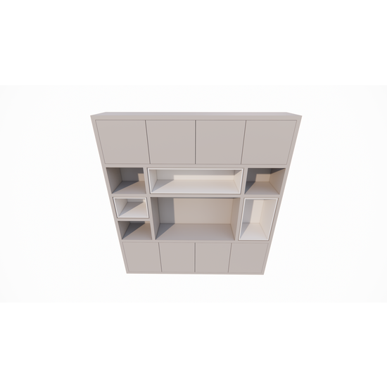 123schrank TV-Schrank Chard - 250x45x270H cm - Fach in Fach - Türen zum Öffnen mit Druckknopf - schlichte Ausführung
