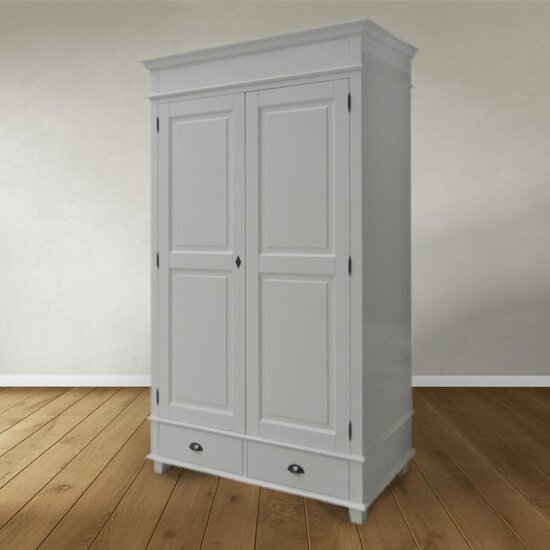 123schrank Kleiderschrank Bolton - 120x60x205H cm - Kleiderstange - Einlegeboden - 2 geschlossene Flügeltüren - 2 Soft-Close-Schubladen