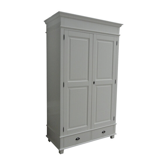 123schrank Kleiderschrank Bolton - 120x60x205H cm - Kleiderstange - Einlegeboden - 2 geschlossene Flügeltüren - 2 Soft-Close-Schubladen