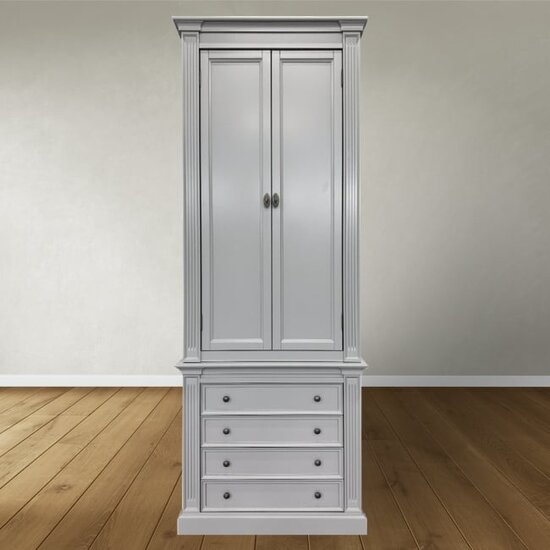 123schrank Bücherregal Royal - 100x43x240H cm - 2 geschlossene Flügeltüren - 4 Schubladen - verstellbare Einlegeböden