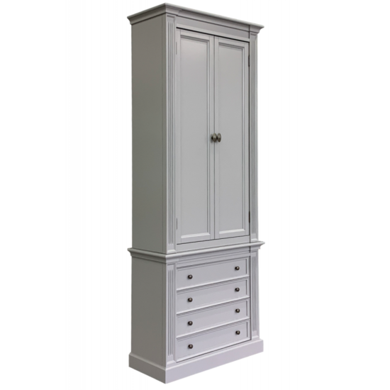 123schrank Bücherregal Royal - 100x43x240H cm - 2 geschlossene Flügeltüren - 4 Schubladen - verstellbare Einlegeböden