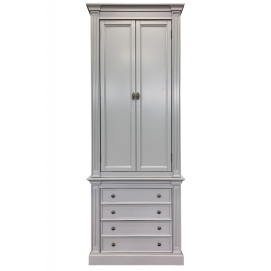 123schrank Bücherregal Royal - 100x43x240H cm - 2 geschlossene Flügeltüren - 4 Schubladen - verstellbare Einlegeböden