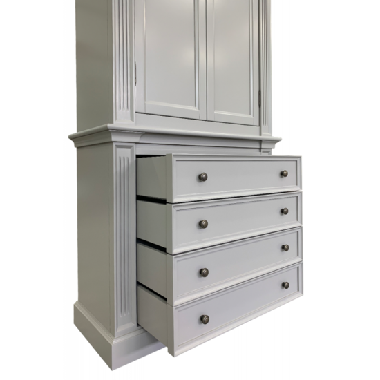 123schrank Bücherregal Royal - 100x43x240H cm - 2 geschlossene Flügeltüren - 4 Schubladen - verstellbare Einlegeböden