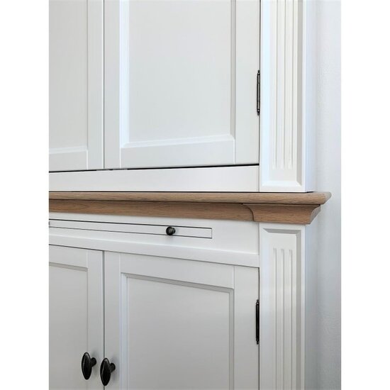 123schrank Bücherregal Moon - 100x43x240H cm - mit Eiche - 4 geschlossene Flügeltüren - 1 ausziehbarer Fachboden