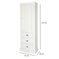 123schrank Buffetschrank Island 08 - 75x40x215H cm - 1 geschlossene Flügeltür - 3 Soft-Close-Schubladen