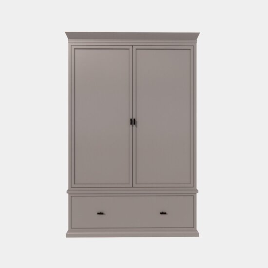 123schrank Sines Kleiderschrank - 136x60x215H cm - 2 Türen - 1 Soft-Close-Schublade - mit verstellbaren Einlegeböden hinter den Türen