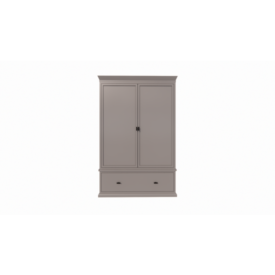 123schrank Sines Kleiderschrank - 136x60x215H cm - 2 Türen - 1 Soft-Close-Schublade - mit verstellbaren Einlegeböden hinter den Türen