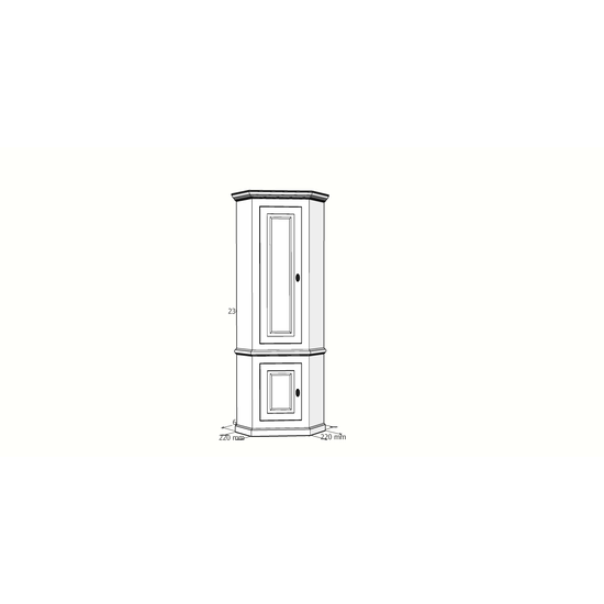 123schrank Eck-Kleiderschrank Willemstad - 60x60x230H cm - 2 geschlossene Flügeltüren - rustikale Ausführung