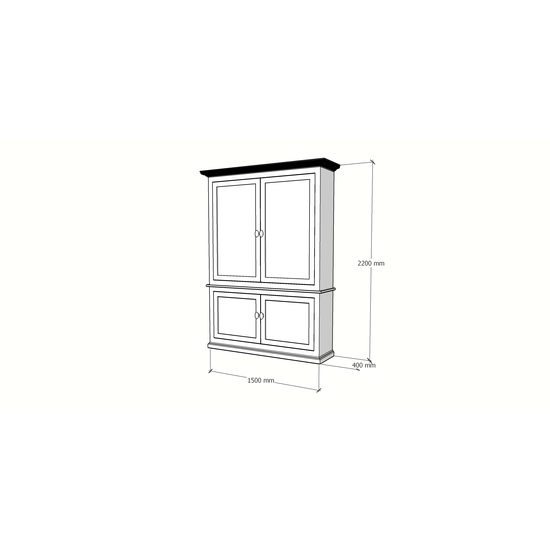 123schrank Buffetschrank Viseu -150x40x220H cm - geschlossene Türen