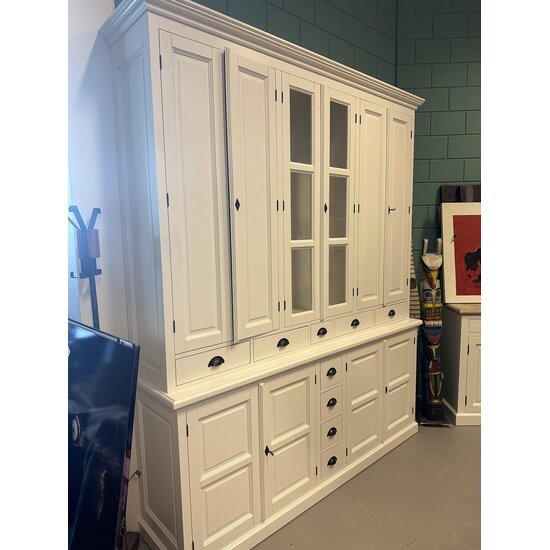 123schrank Ausstellungsstück Buffetschrank Chaumont Spezial - 210x50x250H cm - RAL 9010 - geschlossene Türen - Vitrinentüren - 9 Schubladen