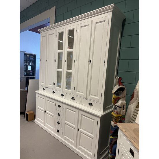 123schrank Ausstellungsstück Buffetschrank Chaumont Spezial - 210x50x250H cm - RAL 9010 - geschlossene Türen - Vitrinentüren - 9 Schubladen