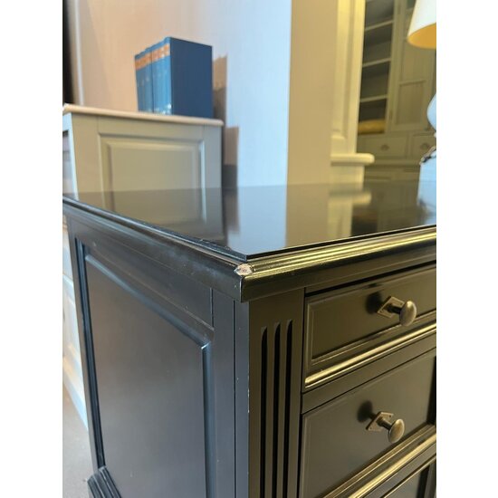 123schrank Ausstellungsstück Schreibtisch Philine - 160x70x79H cm - RAL 9005 - ausziehbare Tastatur - 5 Soft-Close-Schubladen - 1 geschlossene Flügeltür - klassisch