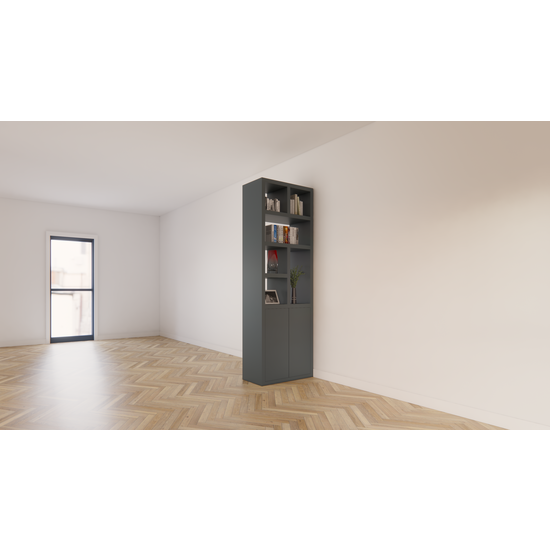 123schrank Raumteiler Agudo - 85x45x257H cm - push-to-open Türen - offene Fächer - beidseitig saubere Verarbeitung