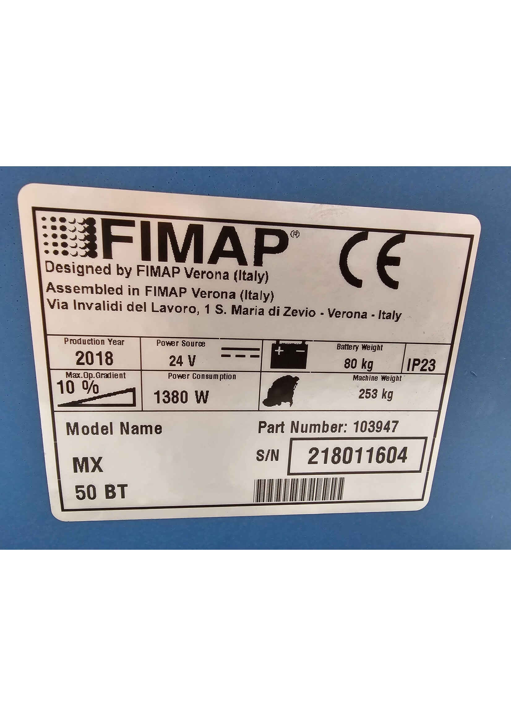 Fimap S.p.A. Fimap MX 50 BT
