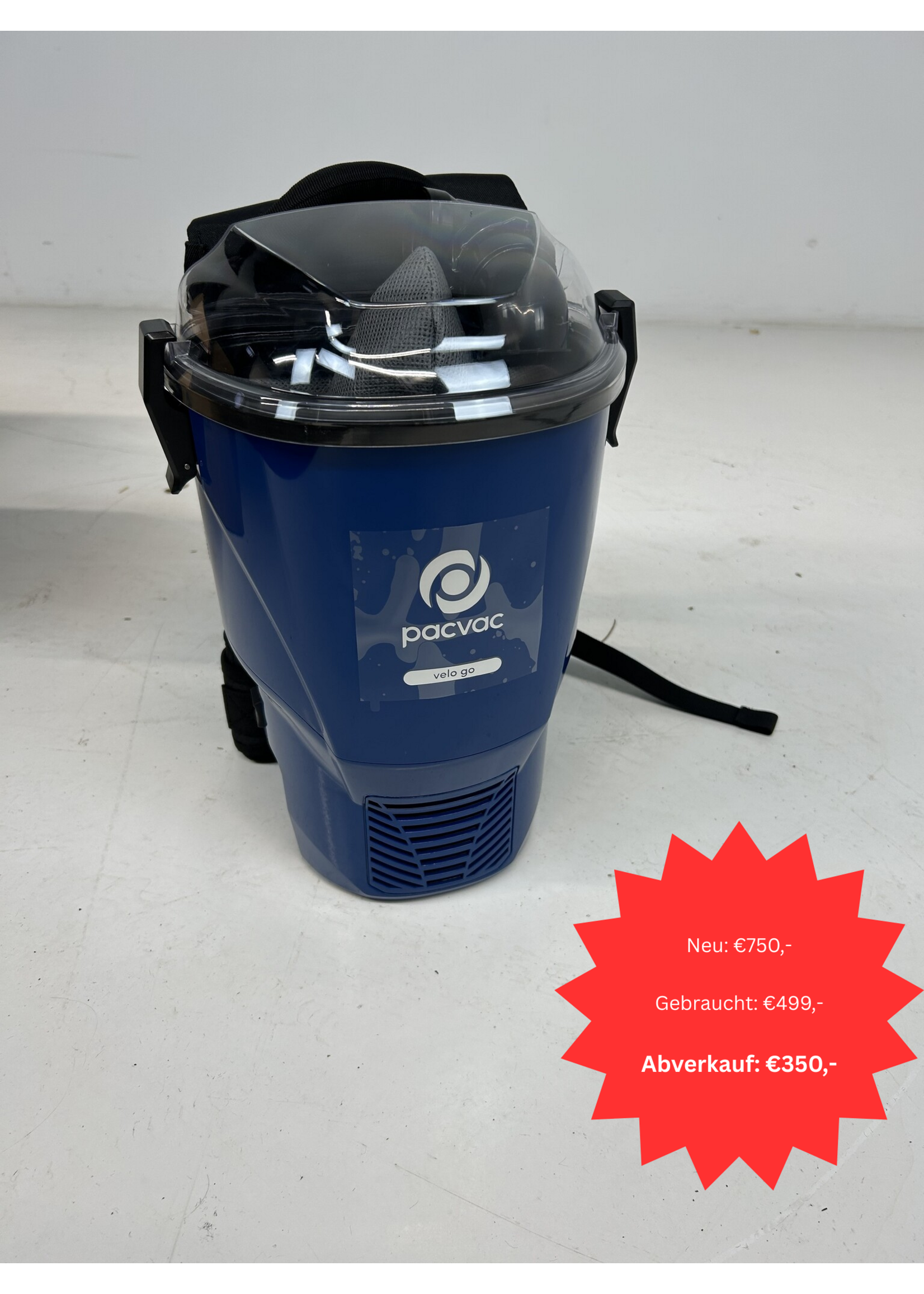 Pacvac Pty Ltd Pacvac Velo Go – Akku-Rucksack-Staubsauger (neu, komplett mit Zubehör)