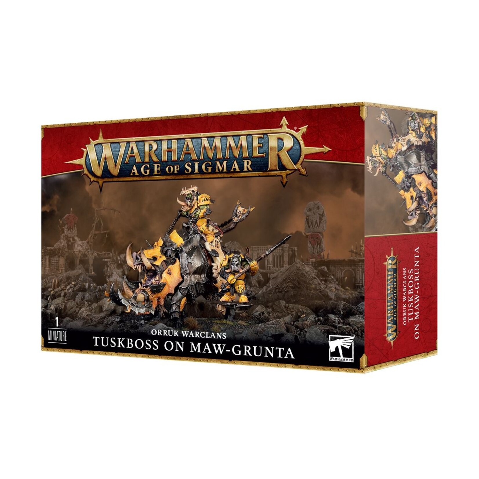 Warhammer: age of sigmar Orruk Warclans: Tuskboss on Maw-grunta