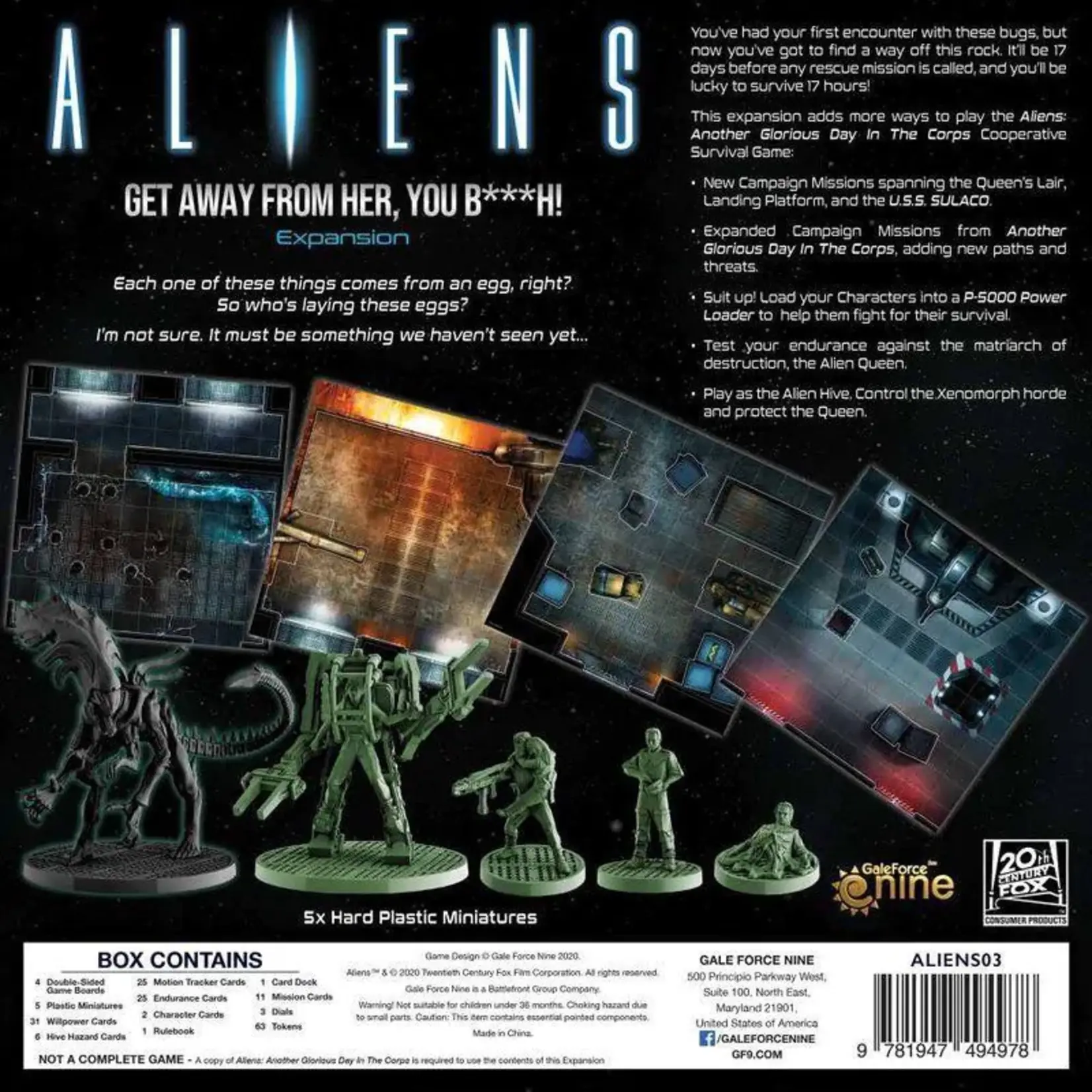 Gale Force Nine, LLC Aliens Get Away From Her Expansion - Updated Edition - Boardgame - Eng